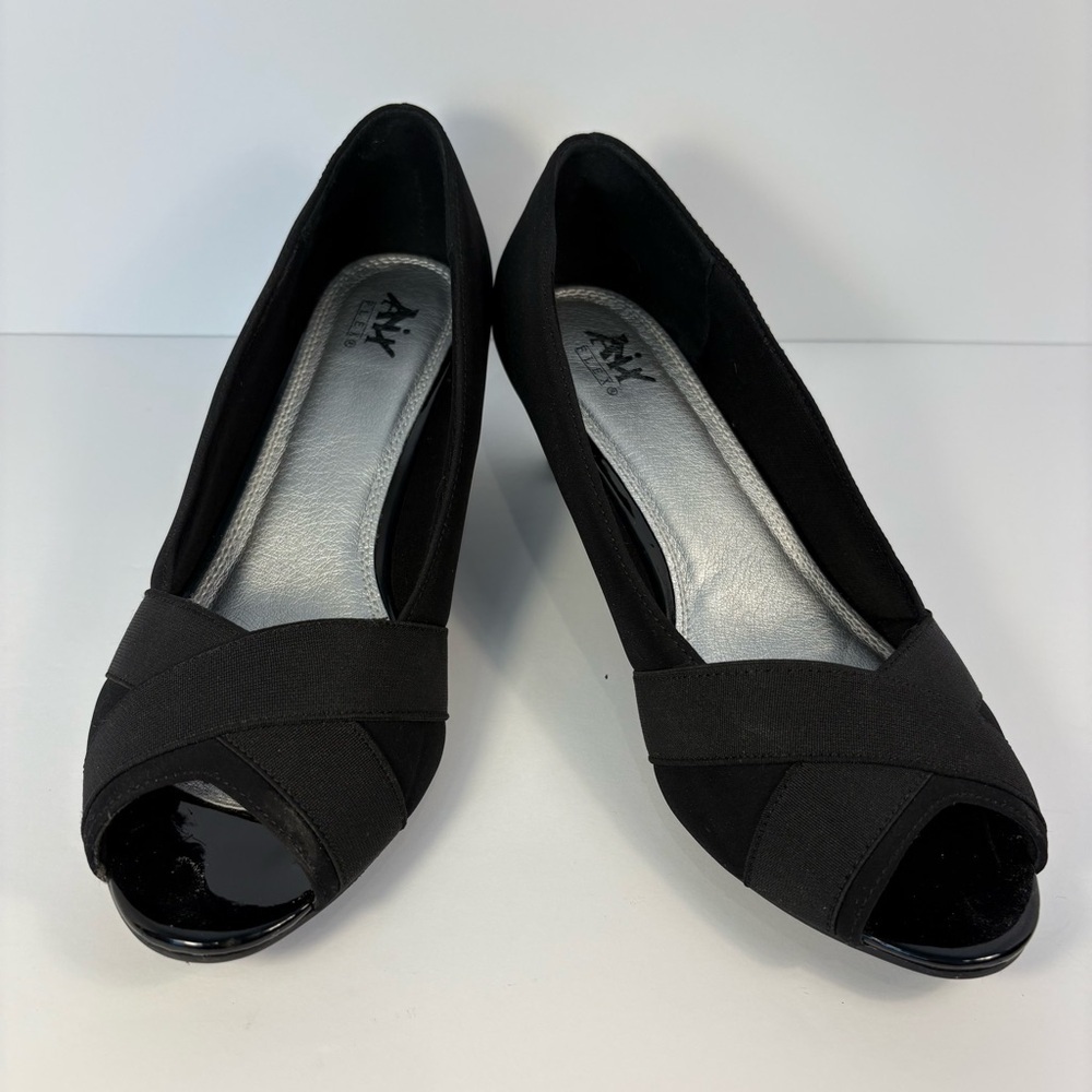 Air Flex Peep Toe Sleek Black Shoe Wmn’s 8W